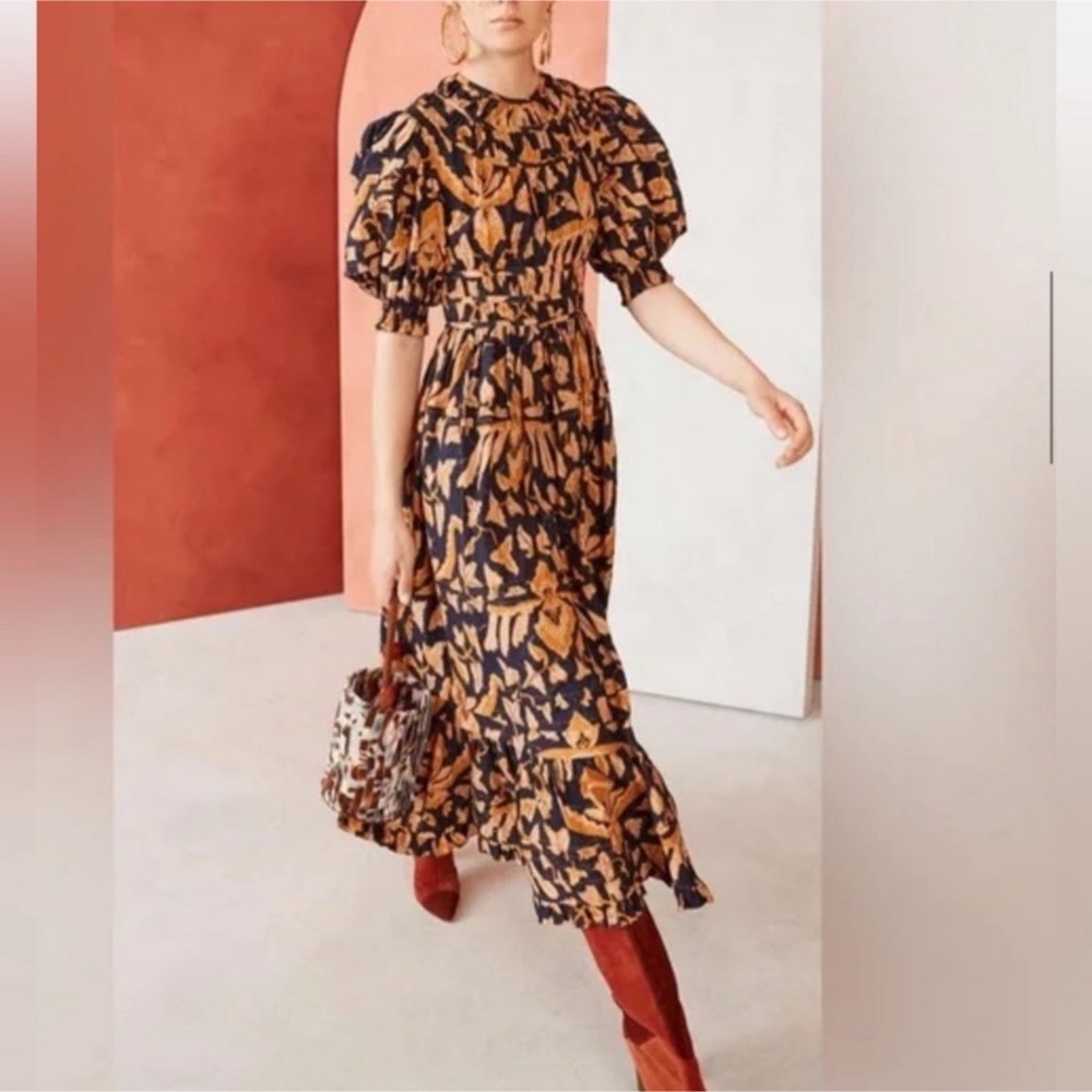 Ulla Johnson Indah Midi Dress Midnight Sz 10
